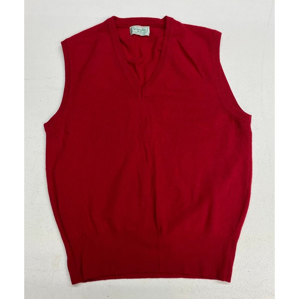 VTG 1980s Women Benetton Italy wool angora rabbit hair pullover sweater vest 48